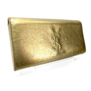 Yves Saint Laurent Gold Wallet with Iconic YSL Logo